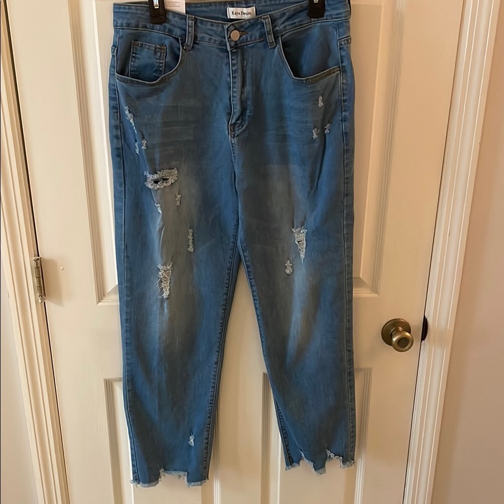 Trendy Ripped Blue Denim Jeans